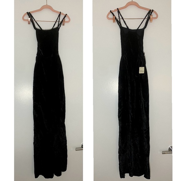 Free People 90s Forever Overall in Black Velvet - Picture 5 of 10